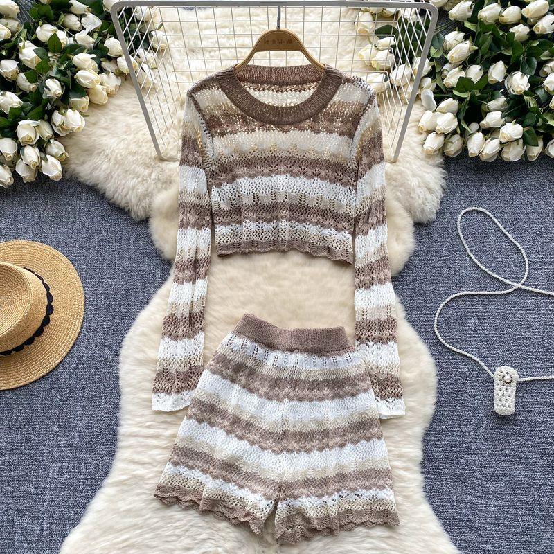Fashion Wind High Waist Slim Looking Short Pants Knitting Suit
