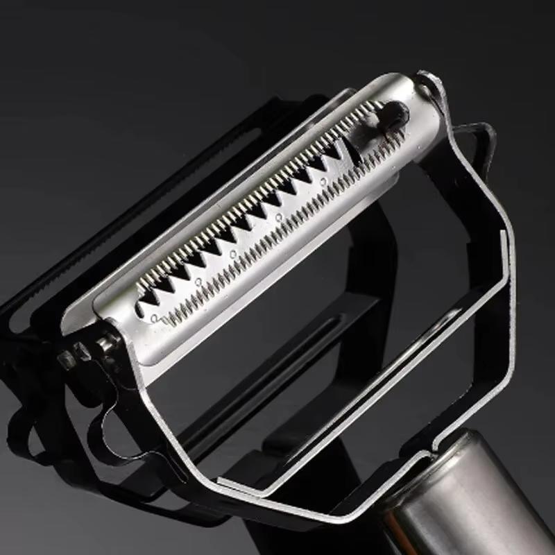 Ein Küchengerät aus Edelstahl zum Schälen von Obst- und Gemüsescheiben, Einzelkopfmesser, Zwei-in-Eins-Multifunktionsgerät