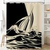 Modern Bathroom DecorCool Black White Sailboat Shower Curtain Set for Home Bath Remodeling Waterproof Fabric with Hooks