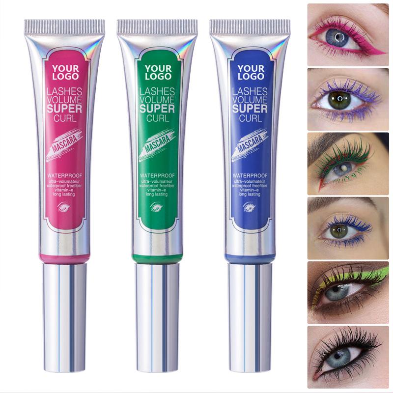 Colored Mascara Set Thick Waterproof Long Curling Mascara Halloween Stage Makeup Silk Fiber Mascara