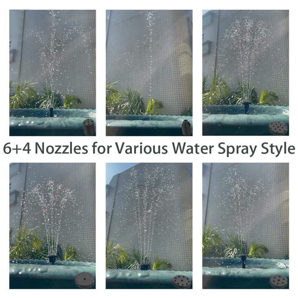 Solar   with 17pcs Double-layer Nozzle Kit 7W Solar Fountain Pump Built-in 3000mAh Battery Plug in 350LCelsiusH Solar Pond Pump with 16ft Cab