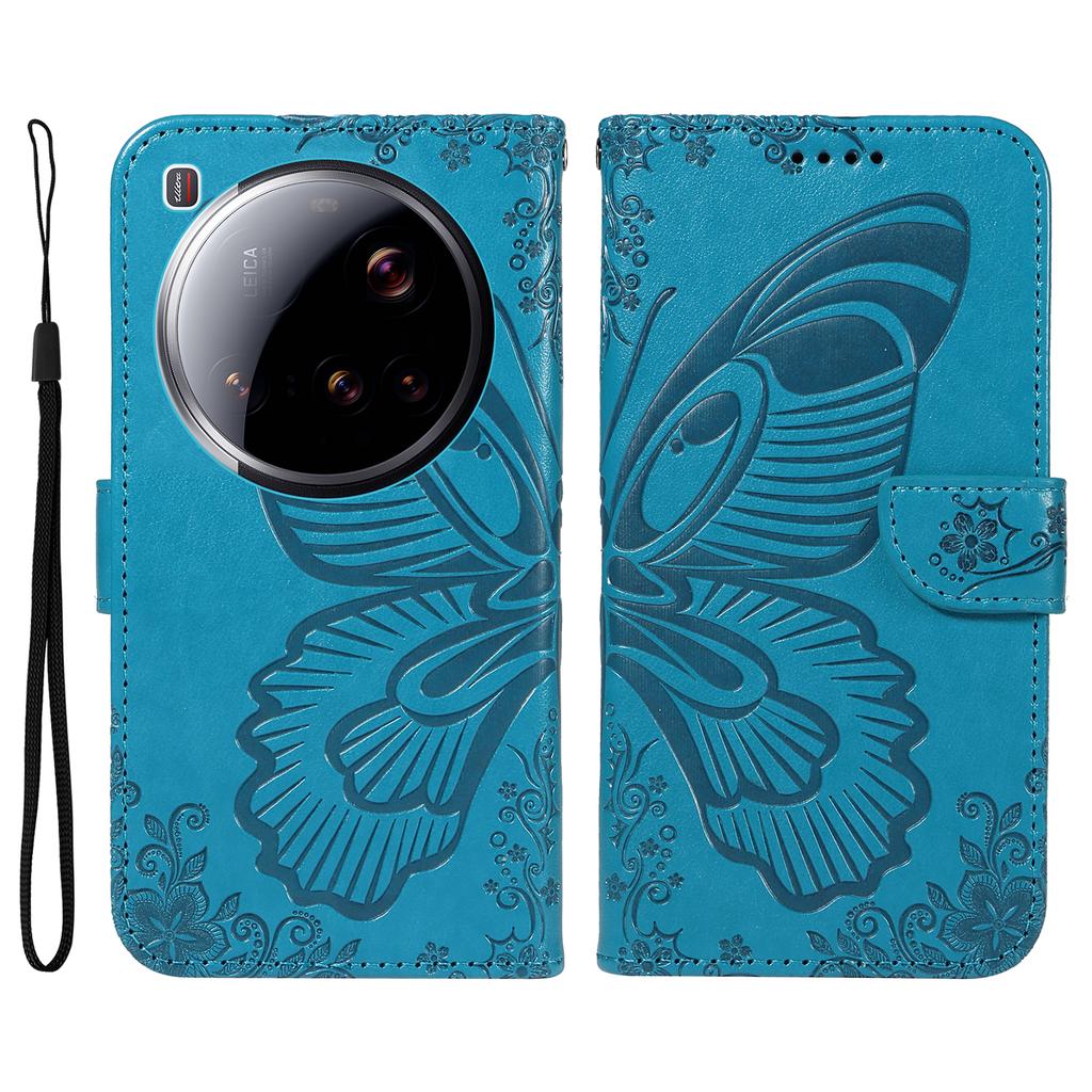 For Xiaomi 15 Ultra Case Butterfly Pattern PU Leather Folio Flip Phone Cover -  Green