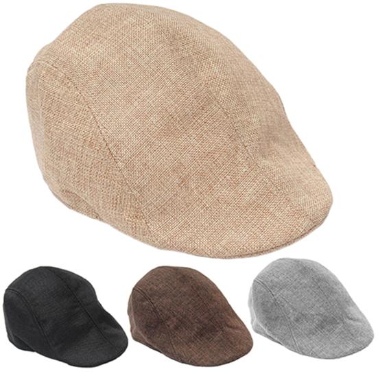 Hat Comfortable Solid Color Flax Breathable Peaked Cap for Daily Life