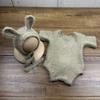 Soft Knitted Newborn Photography Props Adorable Rabbit Doll Prop Knitted Baby Outfit  for Newborn