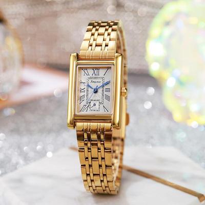 Stainless Steel Square Ladies Quartz Watch - Fashionable High-End Design