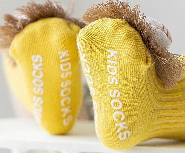 New Summer Thin Cute Cartoon Baby 3D Doll Socks Cotton Rubber Anti-slip Floor Socks for Newborn Infant Toddler Socks