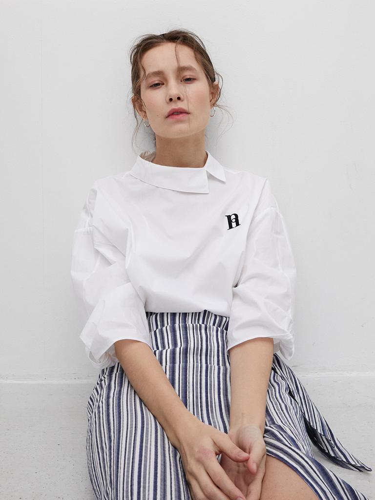 Ed Mang 3R Premium Modal Stripe Twist Ribbon Skirt - Beige