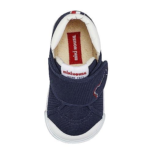 MIKI HOUSE Baby Shoes 10-9374-493, Made in Japan, Sizes 13.5, 14, 14.5, and 15 cm, Second Shoes for Boys and Girls, Red and Navy