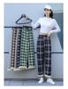 Plaid High-Waisted Women's Wide-Leg Pants - 2025 Autumn/Winter, Korean Style, Fleece-Lined, Loose Fit, Floor-Length.