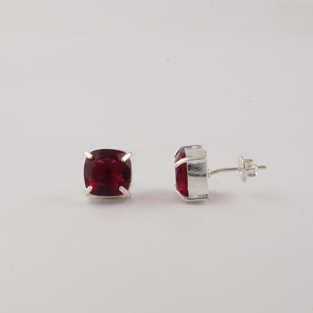 Pink Rubellite Gemstone 925 Sterling Silver Handmade Women's Jewelry Designer Minimalist Studs Earring 1" For Gift EE-181-7