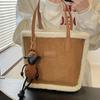 Sac Seau Sac pour Femme Suede Épaule Portable Commuter Laine d'Agneau Sac Cabas Bagage