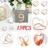 New 15PCS/Set Heart-shaped Photo Clip Card Holder Wedding Table Decoration Retro Paperclips Rose Gold Mental Clips Stationary