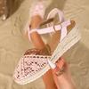 Women's Breathable Wedge Espadrille Buckle Sandals - Fashionable Plus Size Thick Sole Sandals