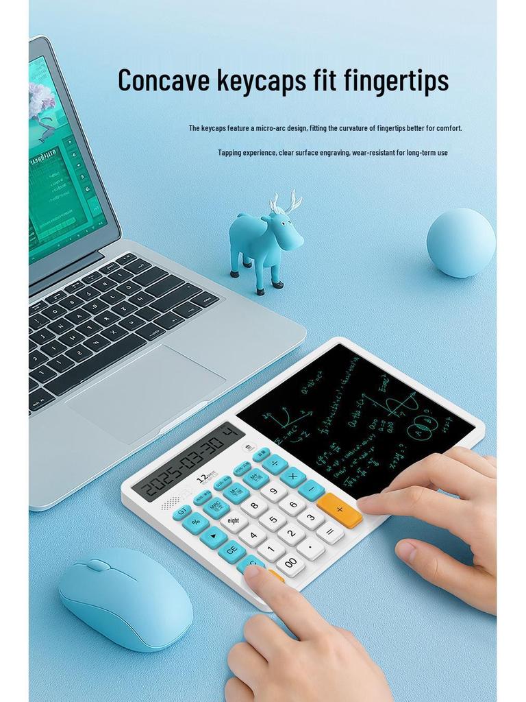Dual Power Solar Business Calculator with Handwriting Board - Large Screen & Voice Feature