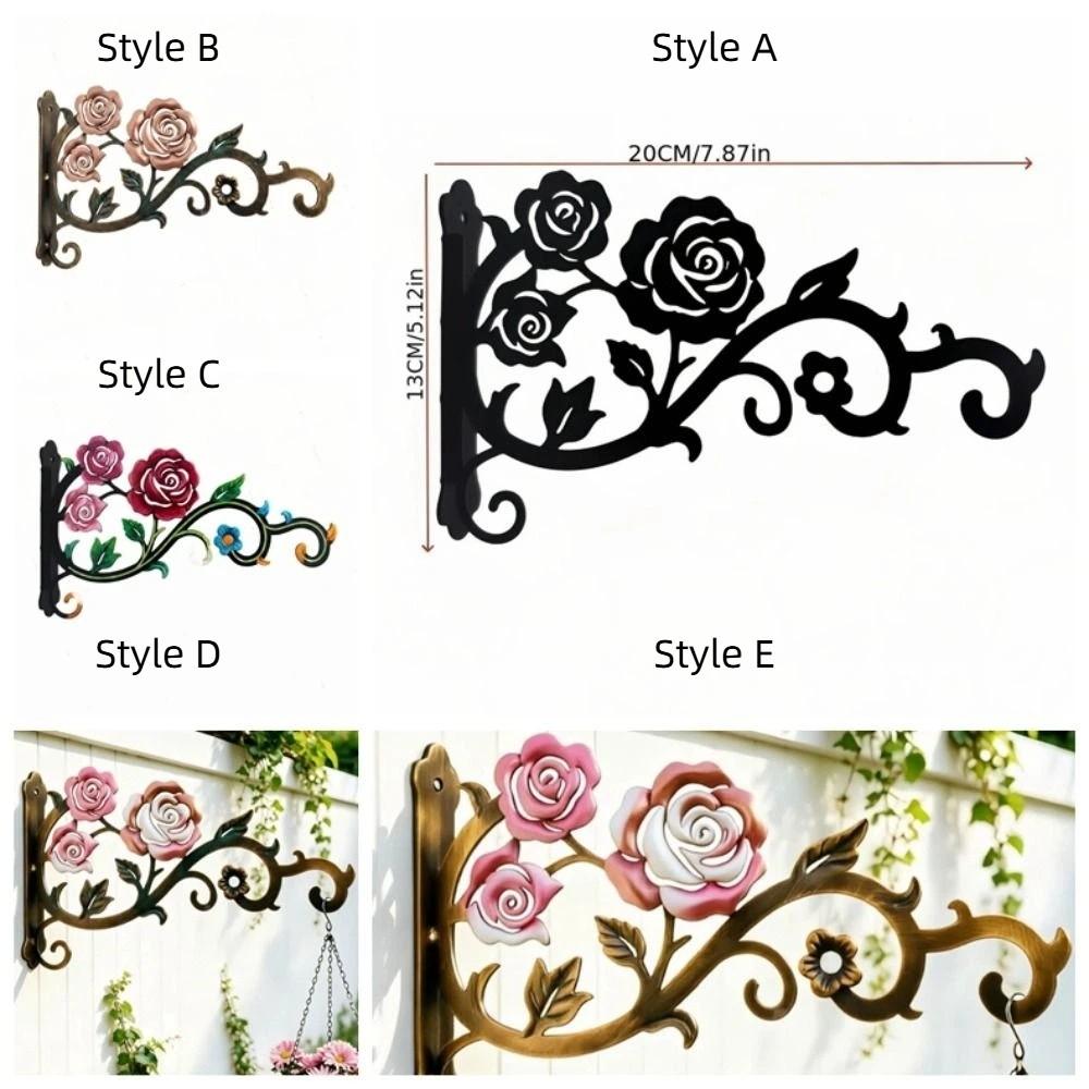 Gancho Metálico Oco para Plantas Rosa Ferrugem Gancho para Cesta de Flores Resistente Decorativo Suporte de Parede para Plantas Uso Externo
