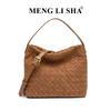 Hand-woven bag simple and versatile shoulder messenger tote bag commuter bucket bag women
