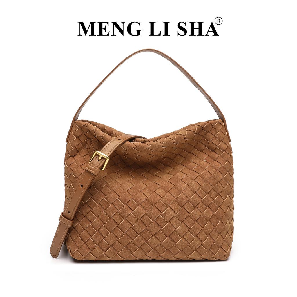Hand-woven bag simple and versatile shoulder messenger tote bag commuter bucket bag women