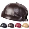 Unisex PU Leather Solid Color Landlord Hat Outdoor Adjustable Sunscreen Leisure Hat Spring Autumn Travel Tourism Beach Vacation