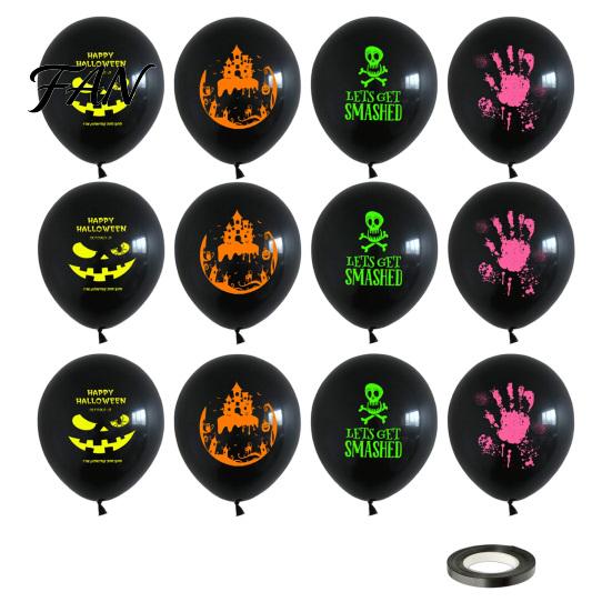Glowing Holiday Ornaments 12PCS Halloween Fluorescent Balloons, Durable Latex Party Decorations, Glow In The Indoor Outdoor Decor Dark Festive
