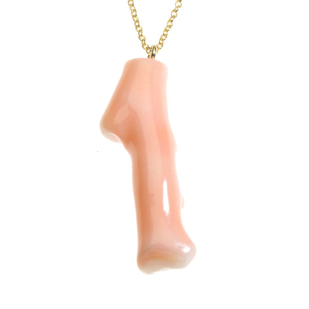 Undyed pink garnet coral branch pendant necklace.