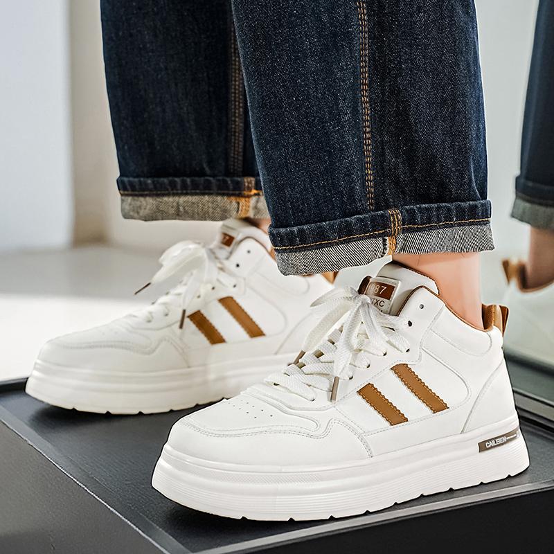 Men's flat casual shoes four seasons outdoor walking shoes breathable soft sole white shoes fashion students sports board shoes