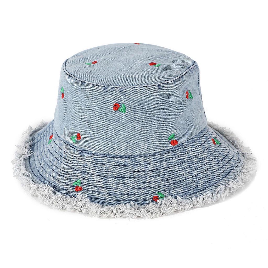 Popular WashedFabric Fishing Hat for Girl Fisherman Hat Women Beach Hat Photowear Sun Hat Outdoor Fishing Camping Hat light blue