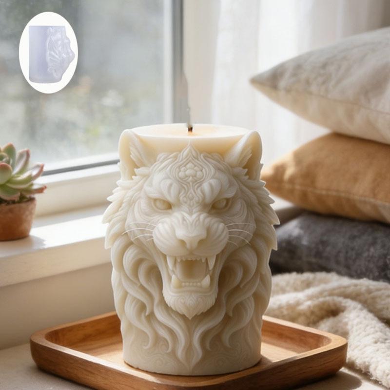 Cylindrical Candle Silicone Mould Animal Head Silicone Mold For Resin Casting Candle Soap Home Decoration Holiday Gift