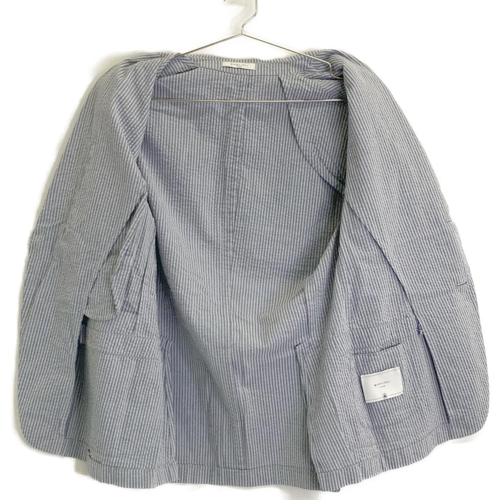 BOGLIOLI M1402I Cotton Striped Seersucker Jacket Jacket 46 Blue X whiteUsed
