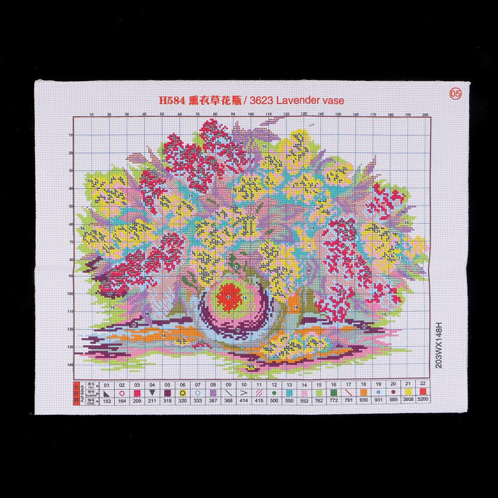 Lavender Vase Stamped Stitch DIY Needlework - 14x34cm