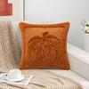 Fall Throw Pillow Cover 18"x18" Plush Pumpkin Pillow Cover Fluffy Maple Leaf Decorative Cushion Cover for Sofa Bedroom Car