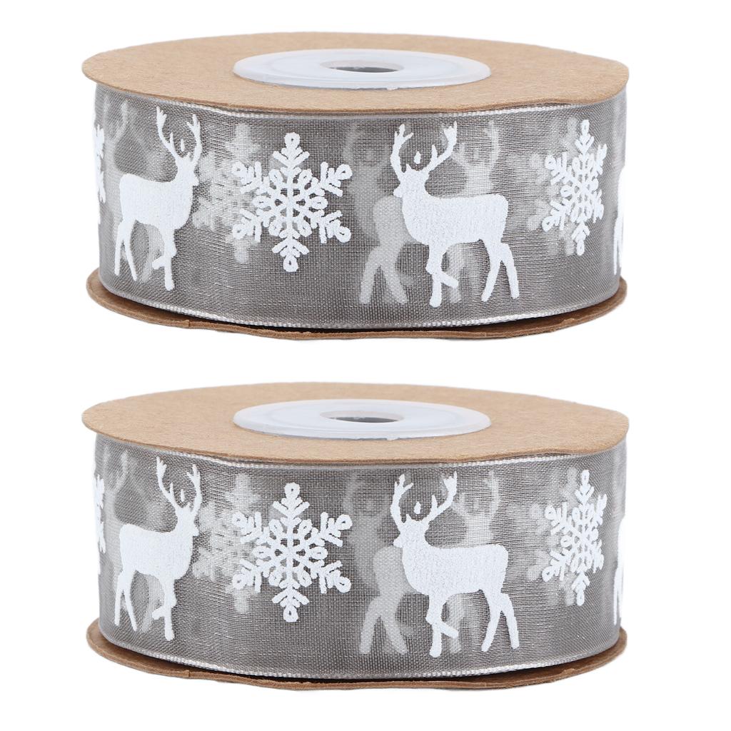 Ribbon 10m Multipurpose Gray Printing Christmas Decoration Snowflake Deer Ribbon Decoration