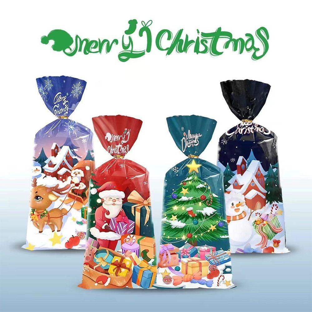 50PCS Cartoon Santa Clause Deer Christmas Gift Bag Mixed Pattern Packaging Bag  New Year