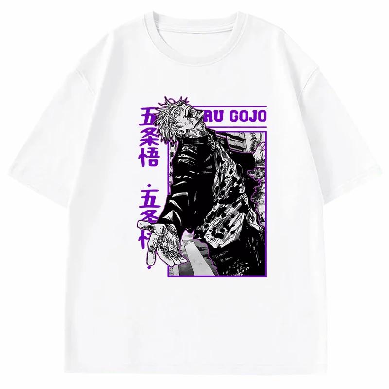 

Аниме Годжо Сатору Магическая битва Принт Топы Свободные Короткий рукав Харадзюку Мужская одежда Летняя Спортивная футболка Повседневные футболки 4XL