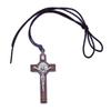 Collana Croce di Gesù Retro Ciondolo Legno Metallo Gioielli Uomo Donna Cattolico Religioso Cristiano Fascino Regalo