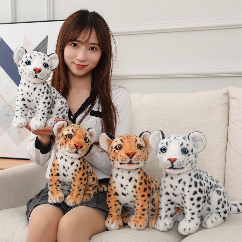 28/32cm Simulation White Leopard Lifelike Animal Plushie Sitting Spotted Leopard Nice Gifts Designed For Friends Home Decro