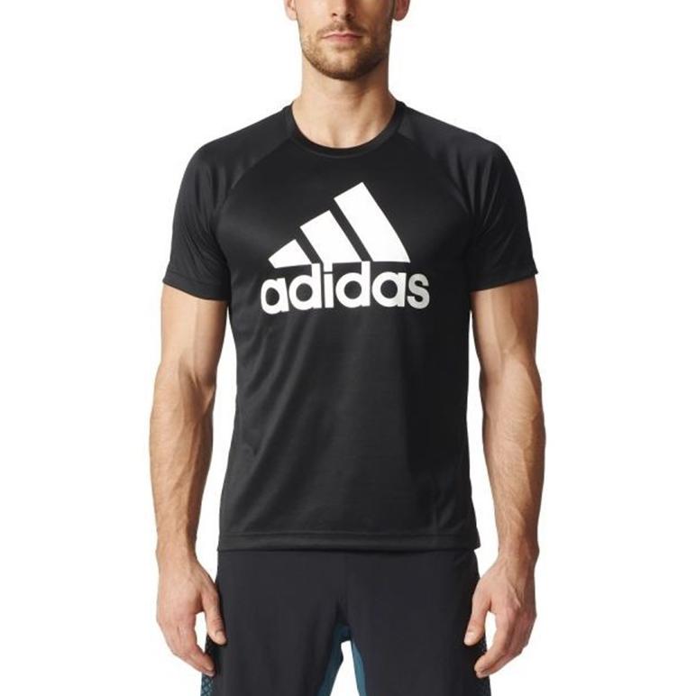adidas D2M Μπλουζάκι Λογότυπο Casual Αθλητικό T-Shirt Ανδρικά Τοπ Μαύρο BK0937