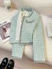 Chic Button Crop Coats Women Spring Autumn Long Sleeve O Neck Elegant Jacket French Fashion Exquisite Office Lady Tweed Outwear
