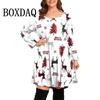 Casual Christmas Dress For Women Plaid Long Sleeve Christmas 3D Printed Loose A-Line Dress Plus Size Autumn Winter Dresses