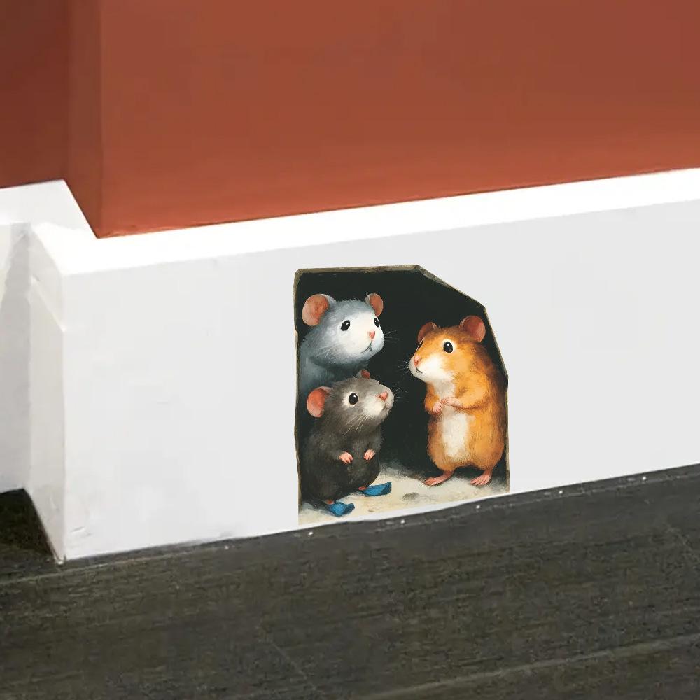 Cartoon Simulation Cute Mouse Holes Can Be Freely Pasted On Bedroom Living Room and HomeWall Stickers