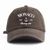 1pc MONACO Print Washed Baseball Cap for AdultsMinimalist Retro Style Casual Soft Adjustable Dad HatPerfect As Gift