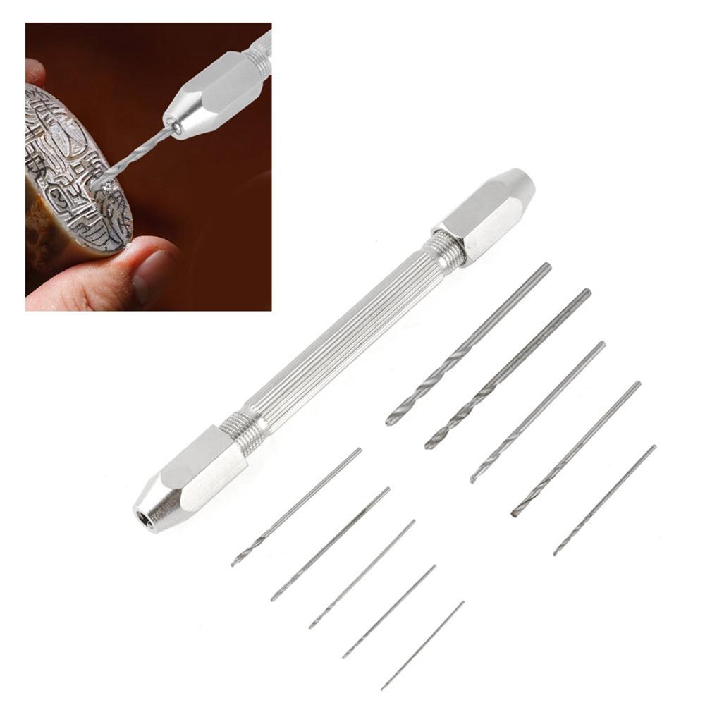 10pcs Double Ended Chuck Micro Twist Drill Bit Set Jewelry Watch Repair Tool Jewelry Making