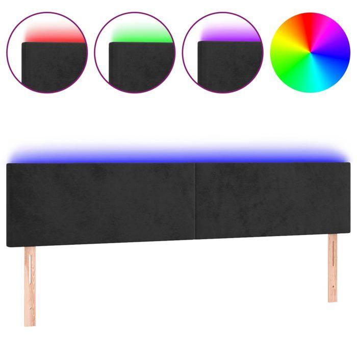 VidaXL Tête de Lit à LED Meuble de Chambre à Coucher Accessoire de Lit Double Tête de Cadre de Lit Intérieur Noir 3121388