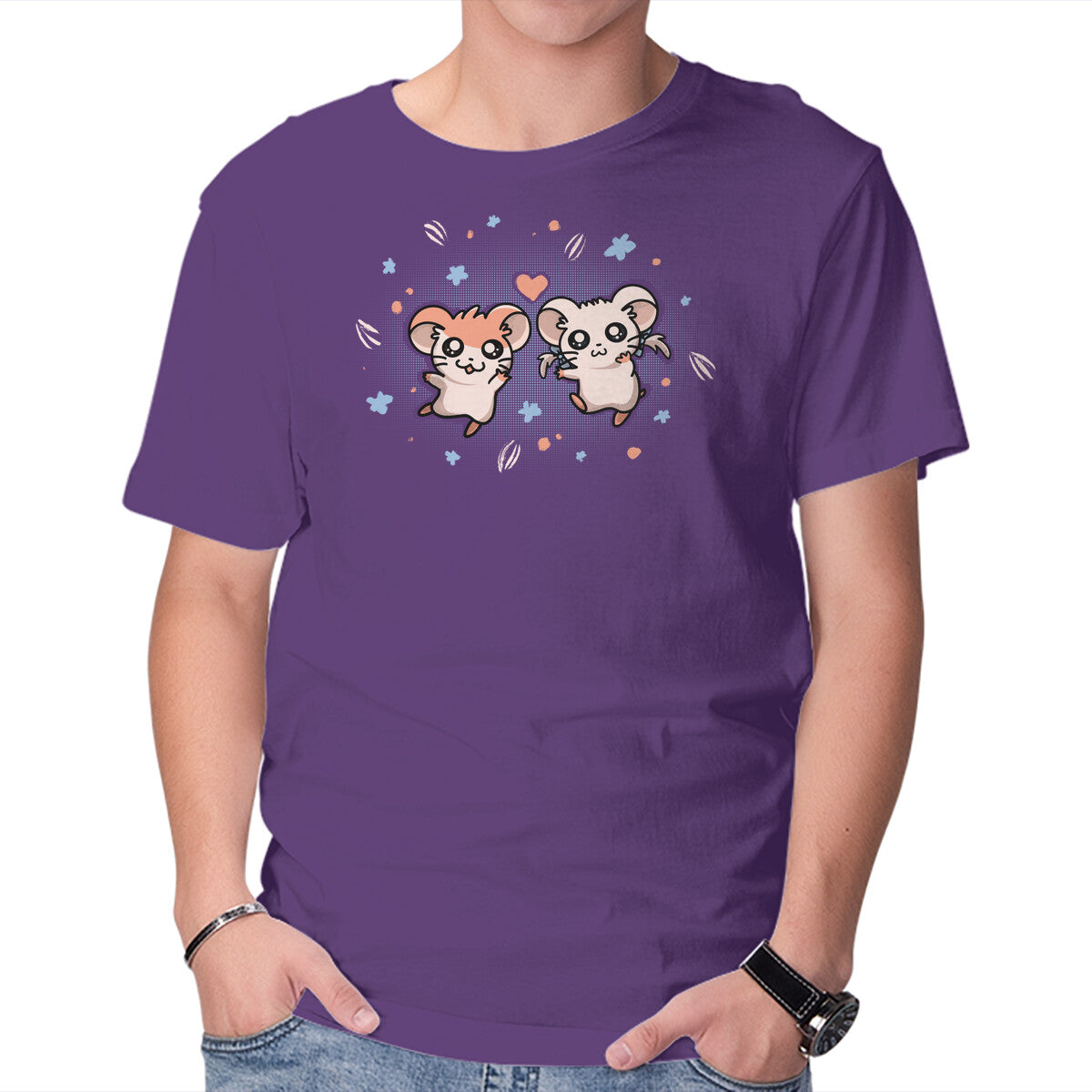 Unisex Crew Neck T-Shirt Ham Ham Love Graphic Short Sleeve Casual Tee S