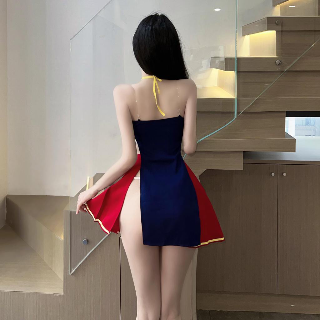 Jiangshi Sexy Cosplay Zombie Chinese Style Little Devil with Bill Horror Bare Shoulder Costume Erotic Temptation Extreme Lingerie 5 Piece Set One Size