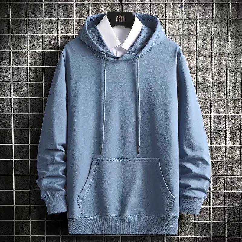 Men's Autumn Lightweight Hong Kong Style Loose Fit Hooded Sweatshirt, Large Size In 280g Combed Cotton.