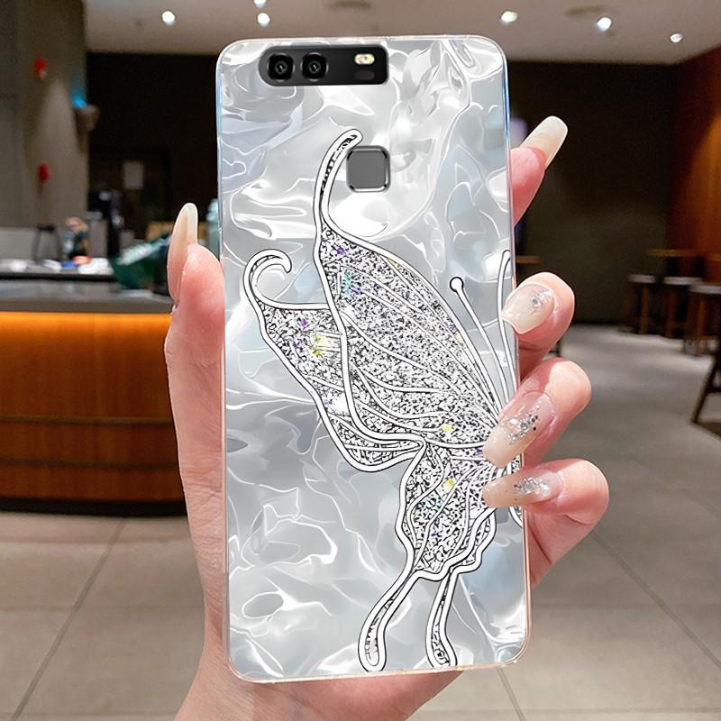 For Huawei P9 EVA-L29 L09 Case Huawei P9 Plus VIE-L29 L09 Cover Clear Luxury Fashion Butterfly Flowers Soft Silicone Phone Case