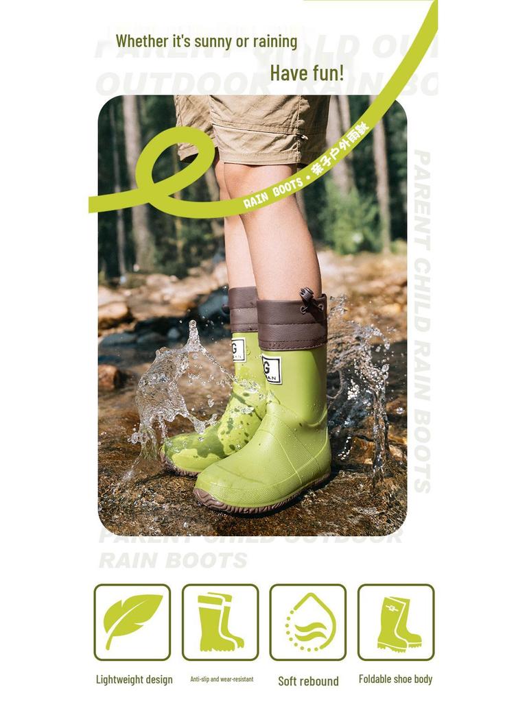 Kids' Waterproof  Rain Boots: Non-Slip, Lightweight, Foldable for Boys and Girls