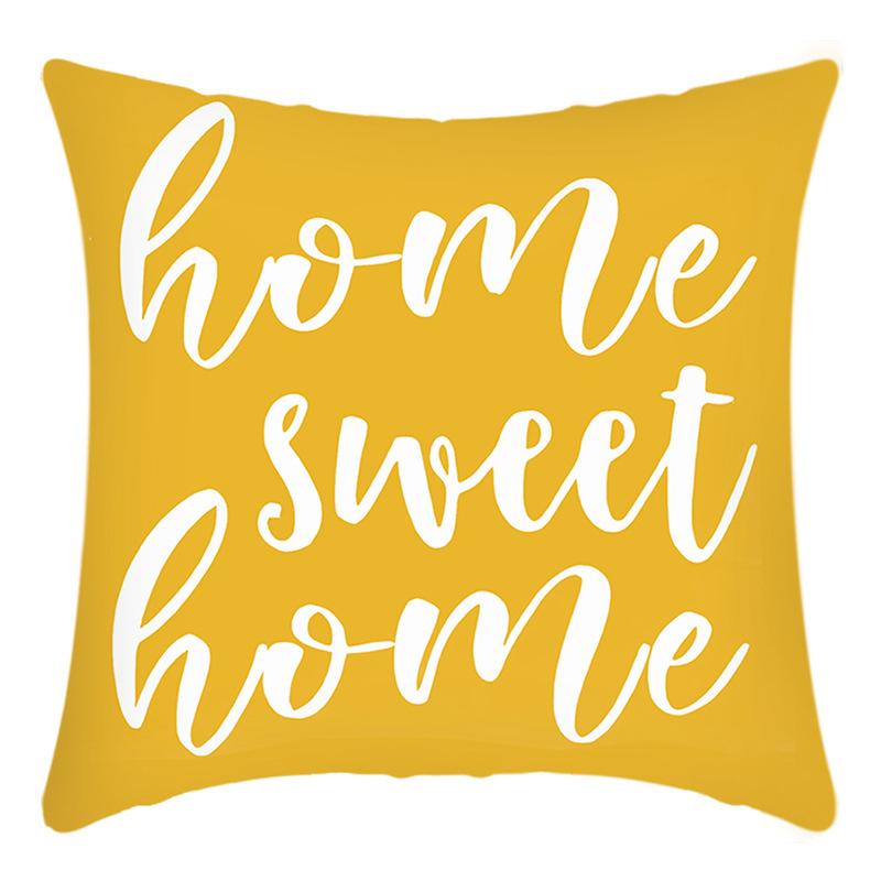 New Green Plant Yellow Sun Flower Letter Print Pillow Home Sofa Cushion Cover