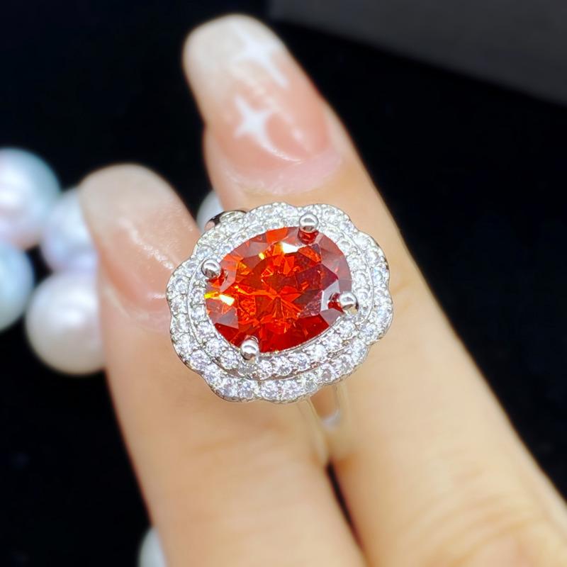 BELLA BOX Temperament Wunderschöne ovale Form Orange Ringe für Frauen Zirkon Verlobungsfeier Edlen Schmuck Geschenk