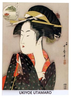 Iyo Yuino Center Wall Ukiyoe Deco Kitagawa Five Beauties Competing for Yatsuyama 10 X 14 Made In Sticker, Museum, Utamaro, Charm, Hiranoya, Approx.